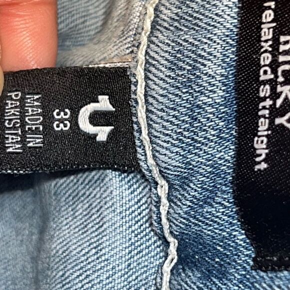 True Religion Ricky Relaxed Straight Leg Light Wash Mens Jeans Sz 33 - Picture 7 of 7